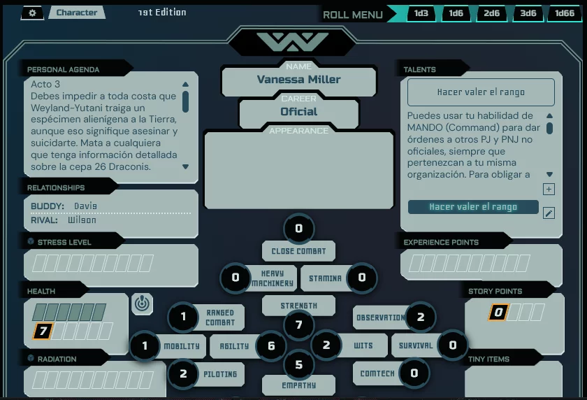 Experiencia con el sistema de Alien RPG